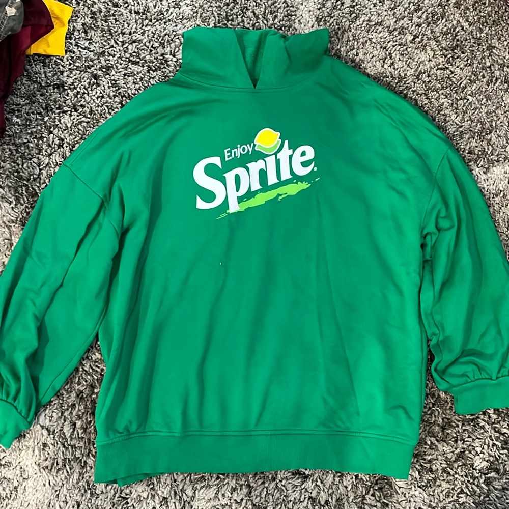 H&M Sprite green hoodie unisex sz Medium lightweight sweatshirt